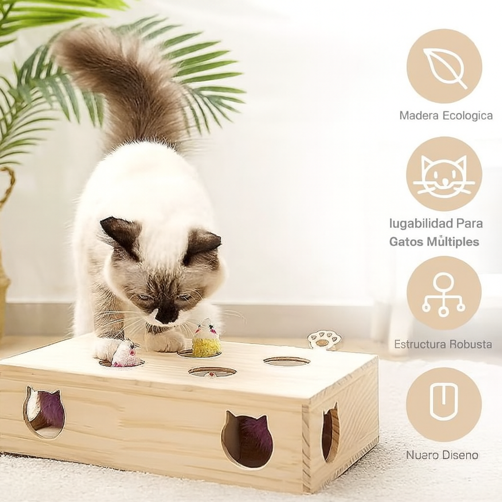 PurrQuest™ Juguete Interactivo de Madera Para Gatos