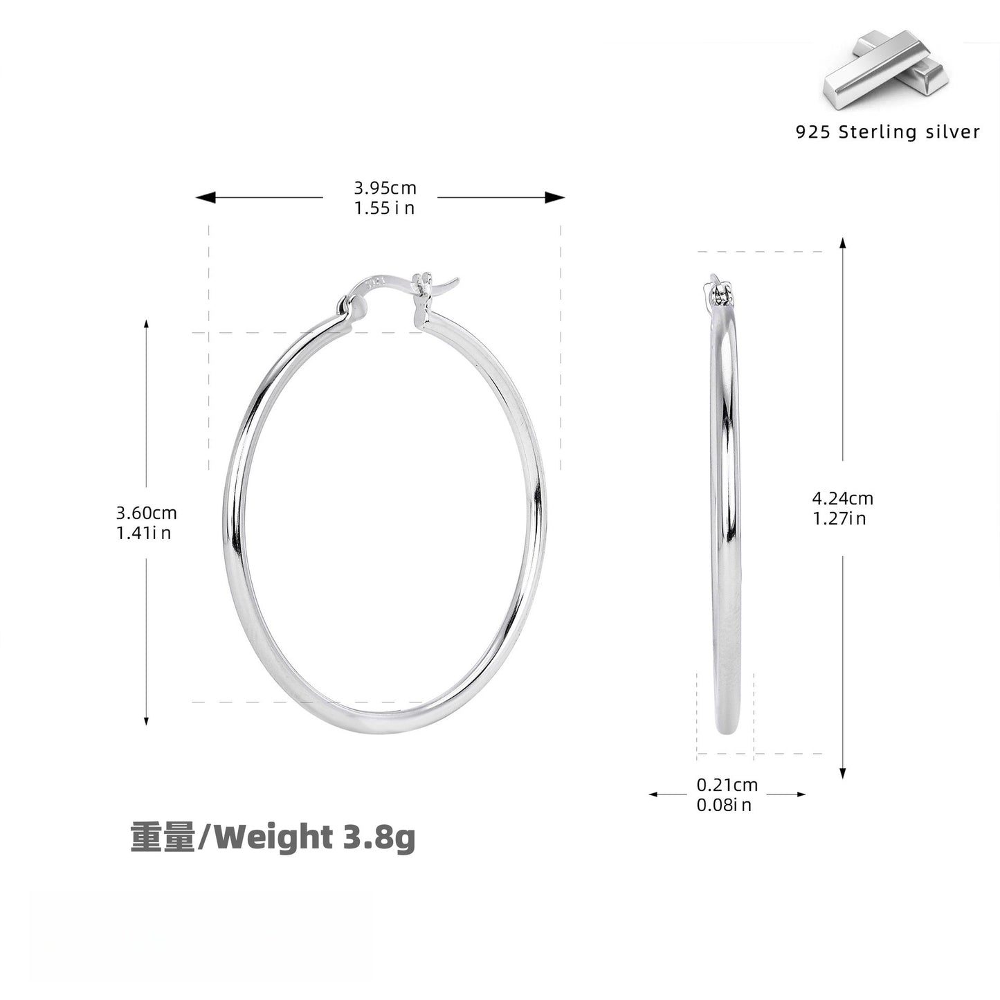 SilverDeluxe® | ELEGANTES ARETES DE ARO HUGGIE ★ Hipoalergénicos de plata 925