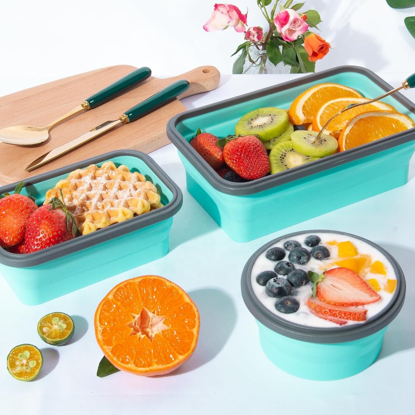 PlegaBox™ Porta Comida Plegable x4 de Diferentes Tamaños