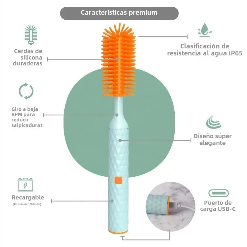 BottleBrush™ | KIT LIMPIADOR ELÉCTRICO RECARGABLE ★ Para Teteros, Botellas y más...