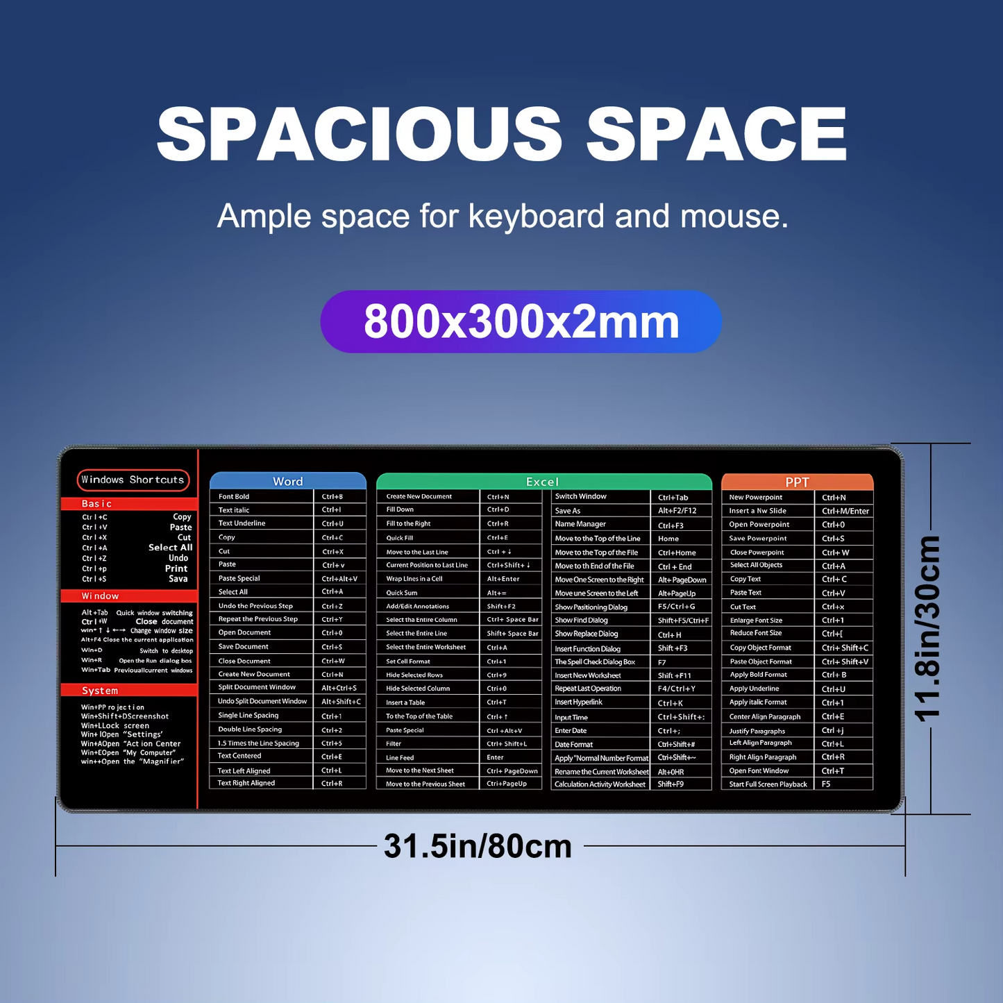 OfficeHack® | ALFOMBRILLA DE ESCRITORIO CON COMANDOS ★ Potencia tu trabajo fácilmente