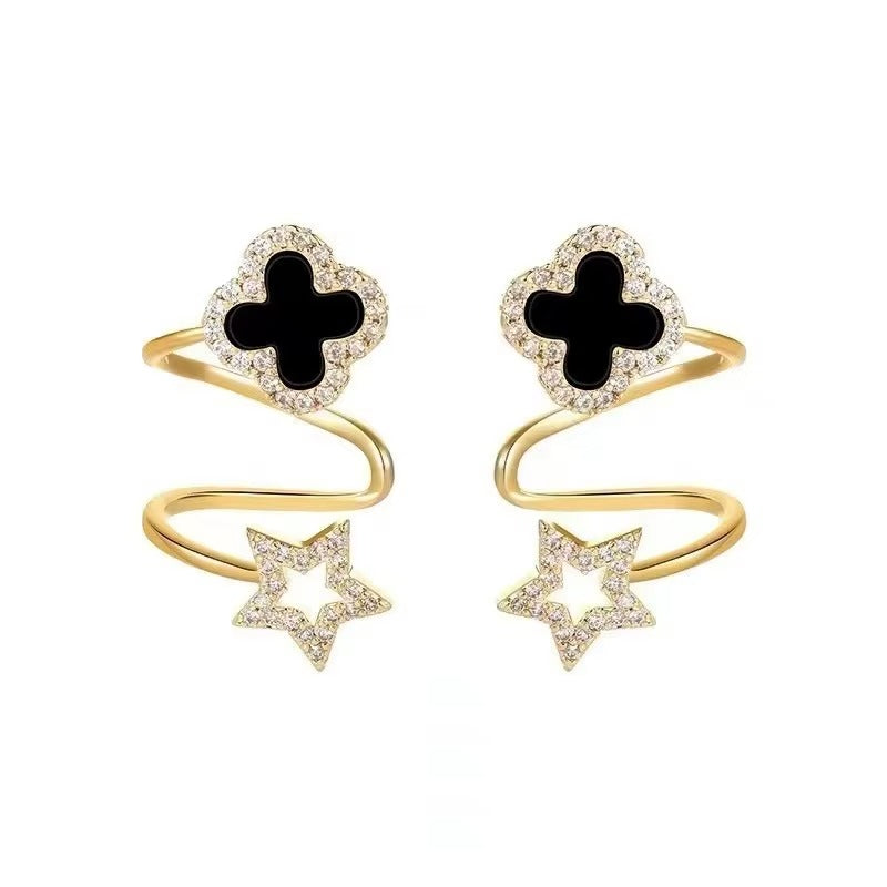 DualShine™ Elegantes Aretes de Trébol & Estrella tipo EarCuff