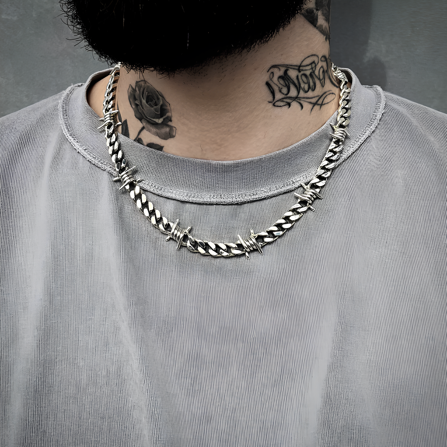 Steel-Vibe™ | CADENA CUBANA DE ALAMBRE DE PÚAS® Es unisex y estilo hip hop