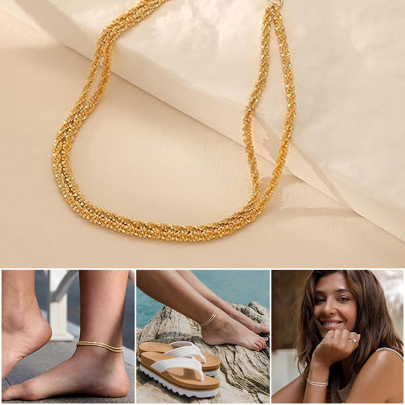 GlowTide™ | ELEGANTE TOBILLERA DOBLE CADENA ★ Diseño exclusivo de acero inoxidable