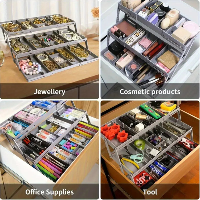 Perfect Box® | ORGANIZADOR PLEGABLE 3 NIVELES ★ Ideal para joyas y maquillaje