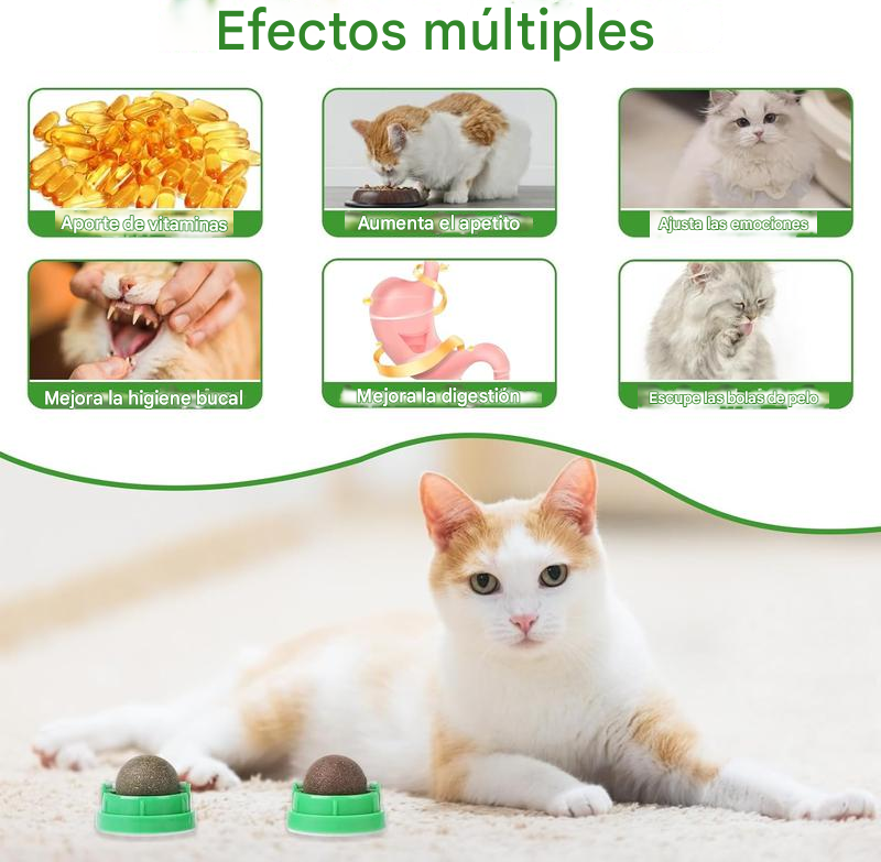 CatnipBalls™ | BOLAS DE HIERBA GATERA X4 ★ Mejora la digestión, la salud bucal y emocional de tu gato
