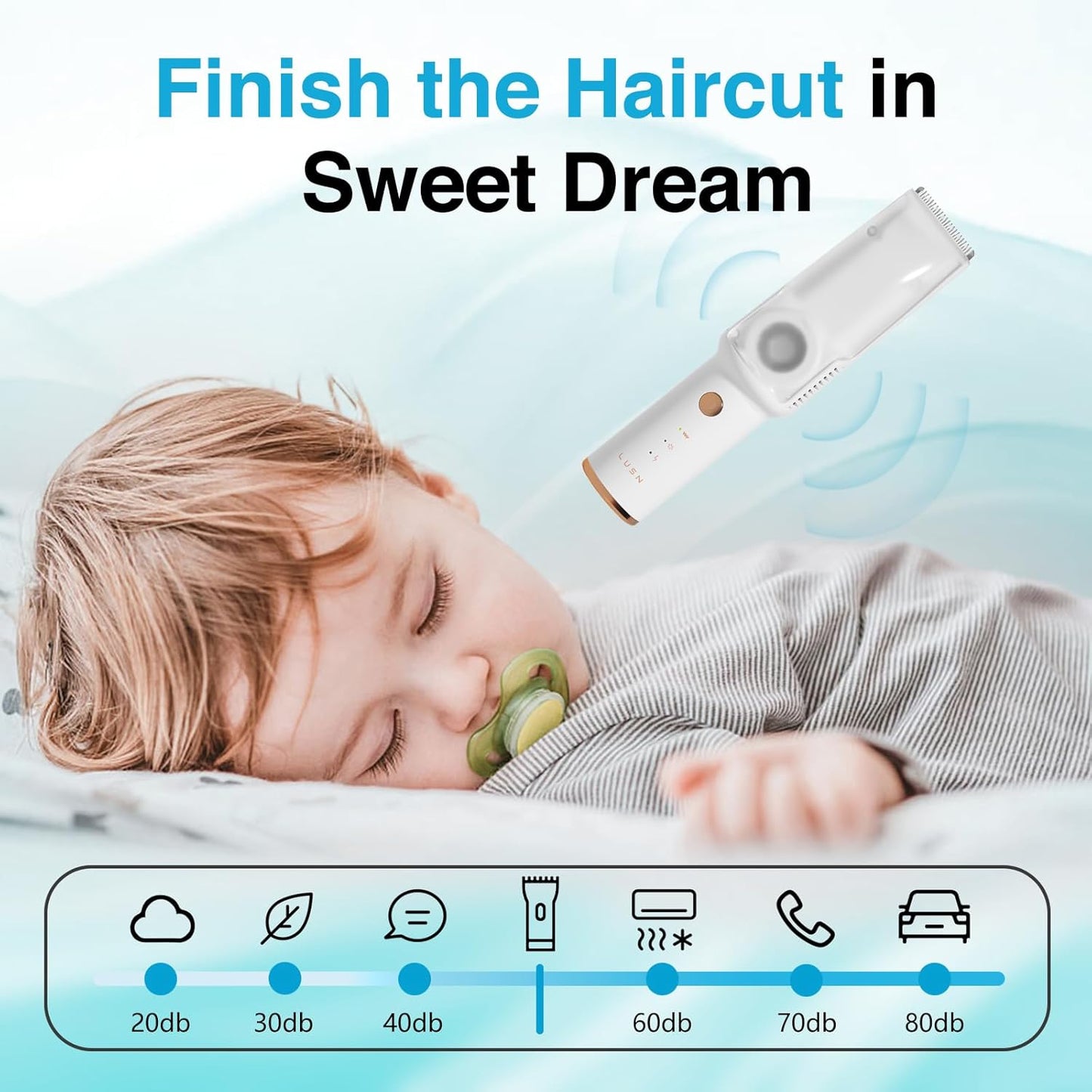 SilentCut™ Recortador de Pelo Silencioso Para Bebés 3 En 1