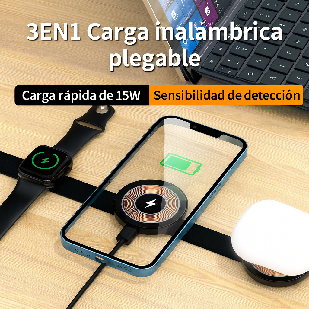 CargaFlex™ Cargador Plegable Magnético 3 en 1