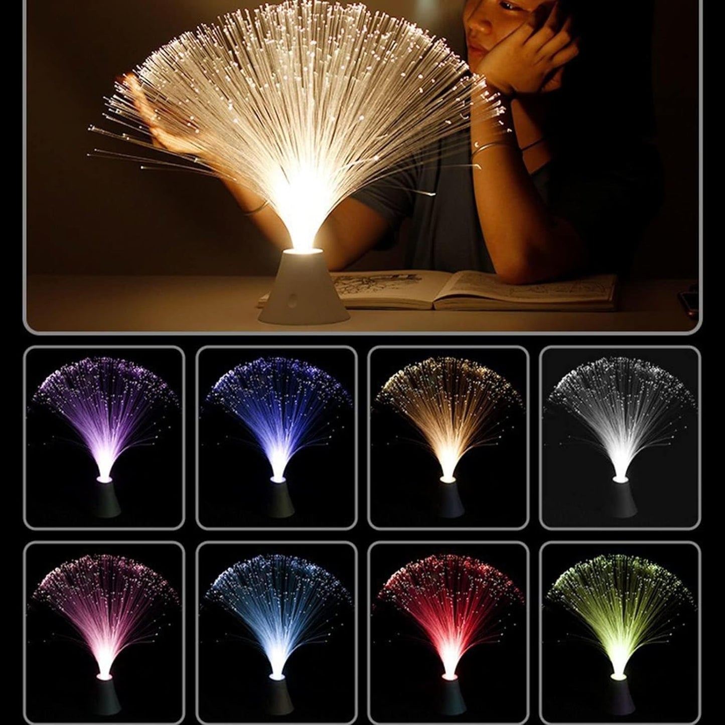 AuroraGlow™ Elegante Lámpara de Fibra Óptica