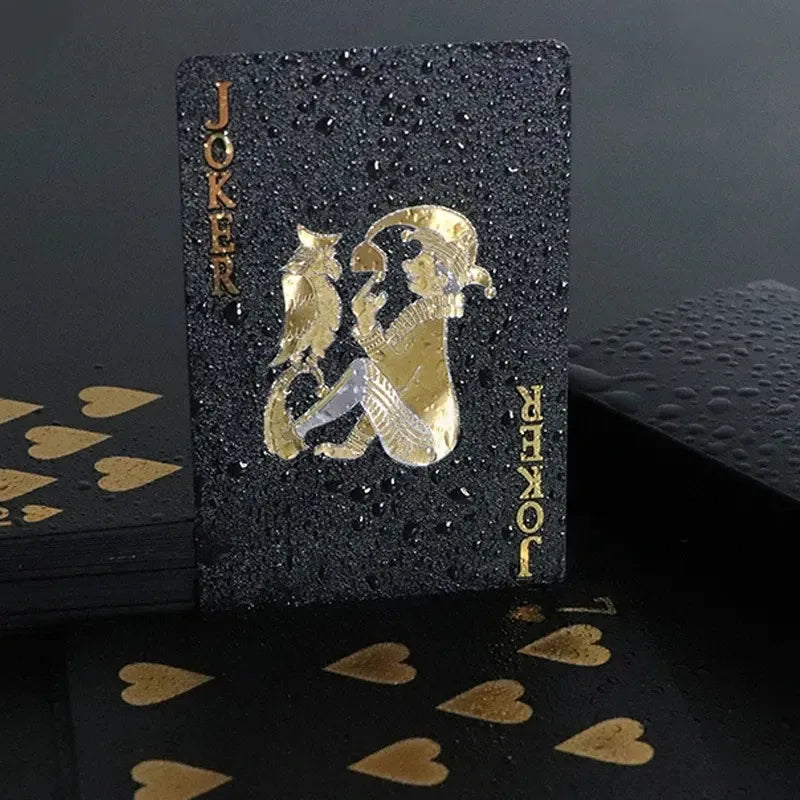 GoldCards™ | NAIPE ORO NEGRO RESISTENTE AL AGUA ★ Para jugar en piscina, la playa, etc...