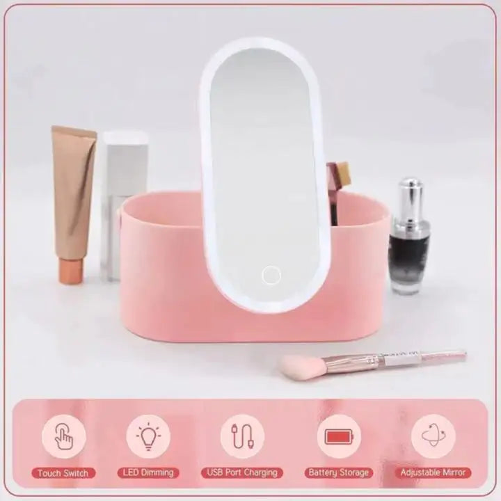 GlamBox PRO® CAJA DE MAQUILLAJE CON ESPEJO LED 360 ★ Funcional, práctica y estética