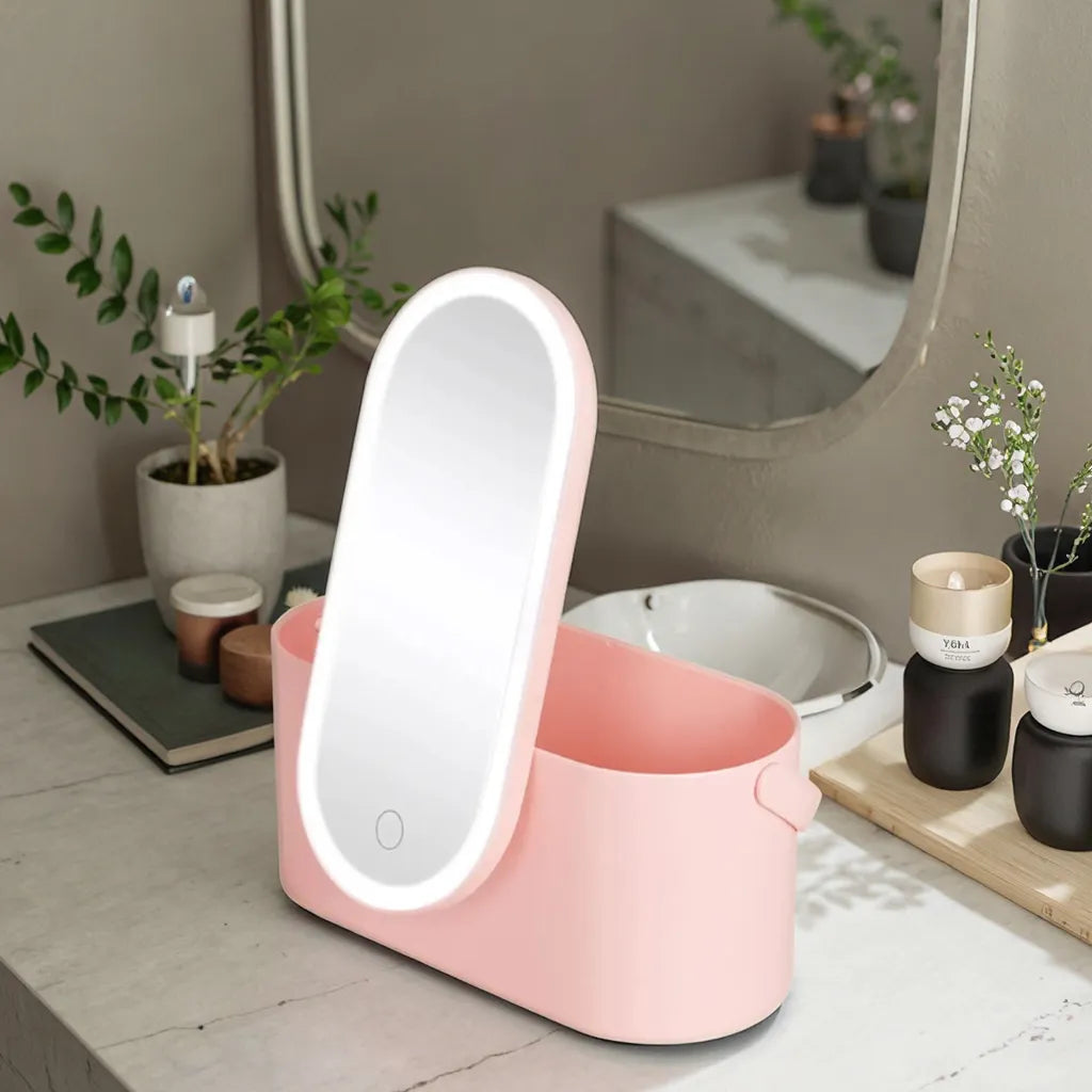 GlamBox PRO® CAJA DE MAQUILLAJE CON ESPEJO LED 360 ★ Funcional, práctica y estética