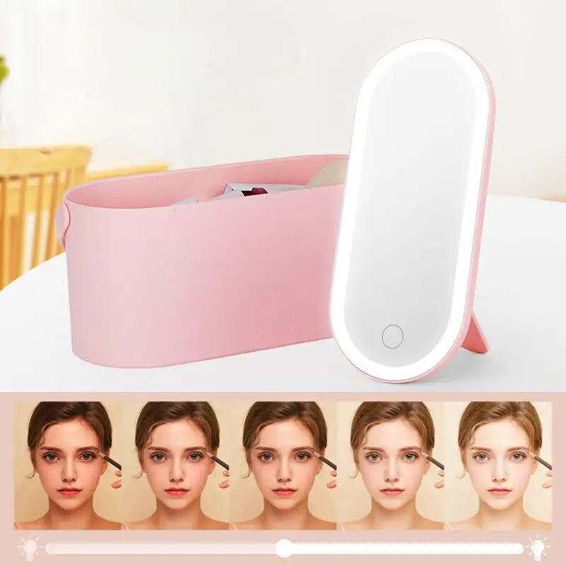 GlamBox PRO® CAJA DE MAQUILLAJE CON ESPEJO LED 360 ★ Funcional, práctica y estética