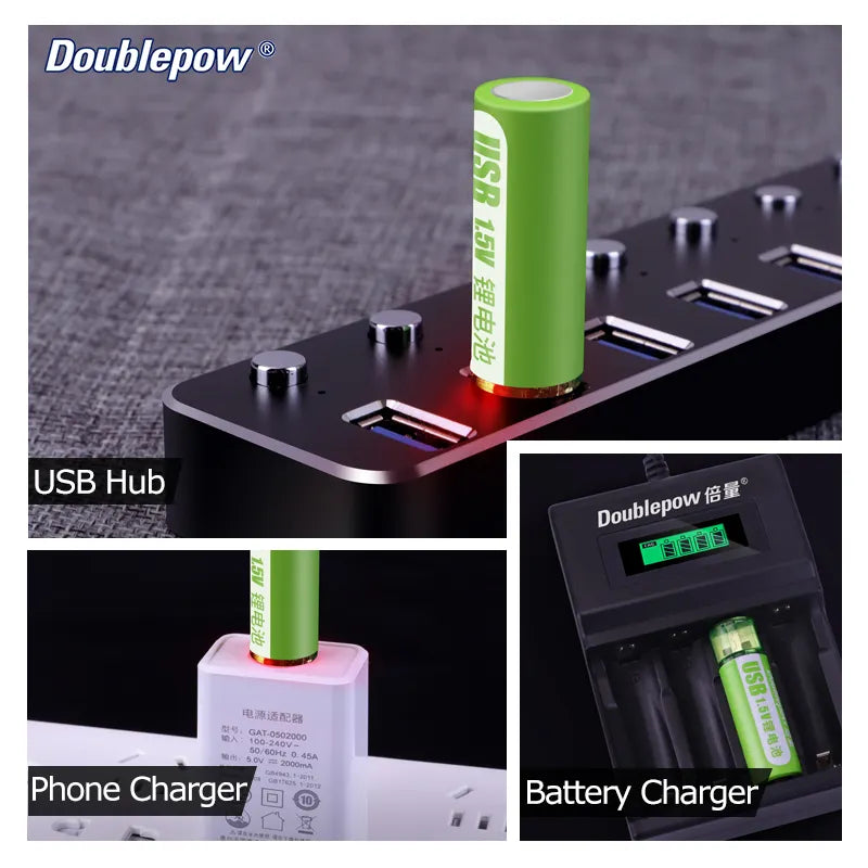 PILAS AA RECARGABLES POR USB ★ DOUBLEPOW® X2 PCS