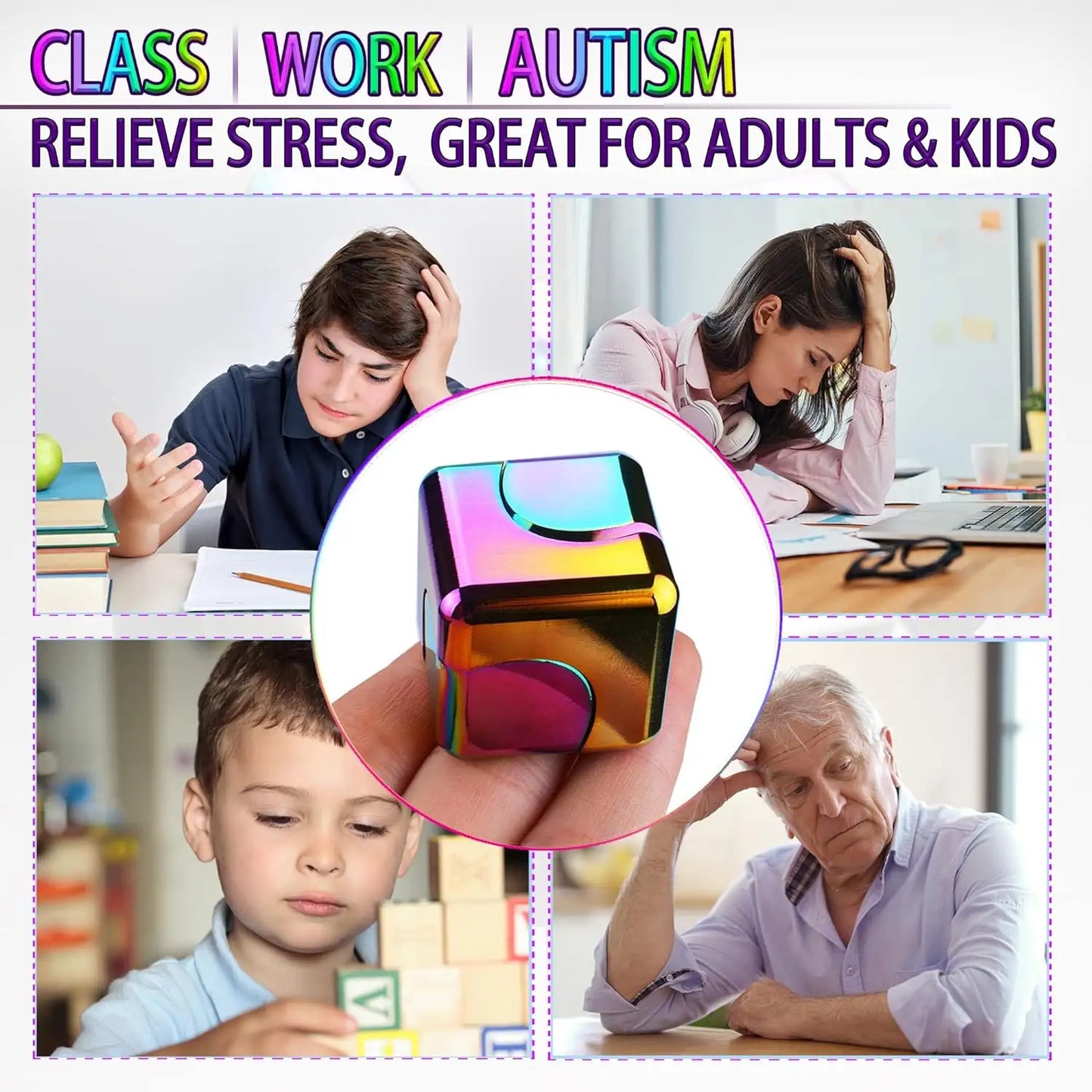 FIDGET CUBO GIRATORIO ANTIANSIEDAD 3 EN 1 ★ SPIN CALM® Alivia el estrés de manera efectiva