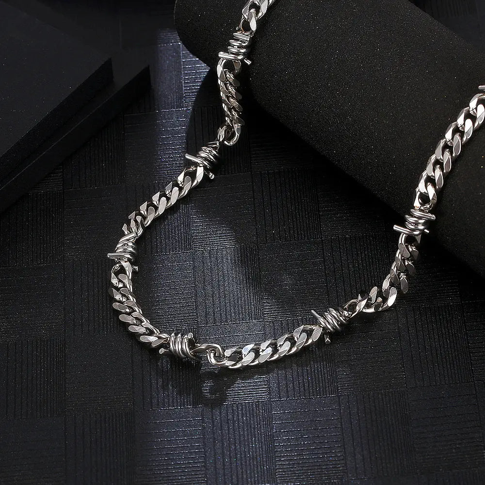 Steel-Vibe™ | CADENA CUBANA DE ALAMBRE DE PÚAS® Es unisex y estilo hip hop