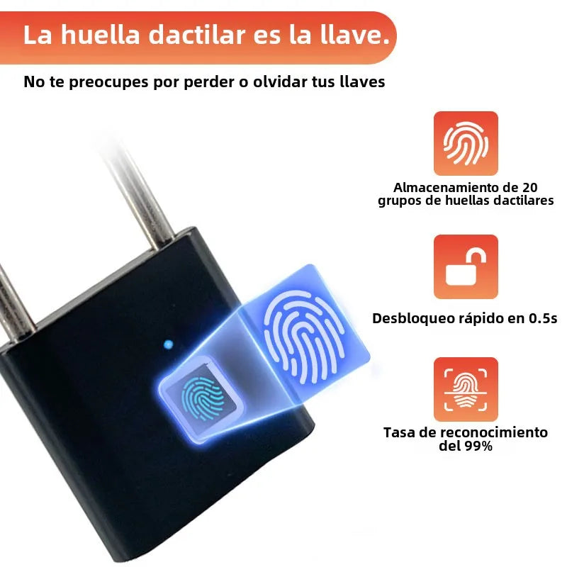 Pad-Lock® | CANDADO CON HUELLA DIGITAL ★ Se desbloquea en solo 0,5 segundos