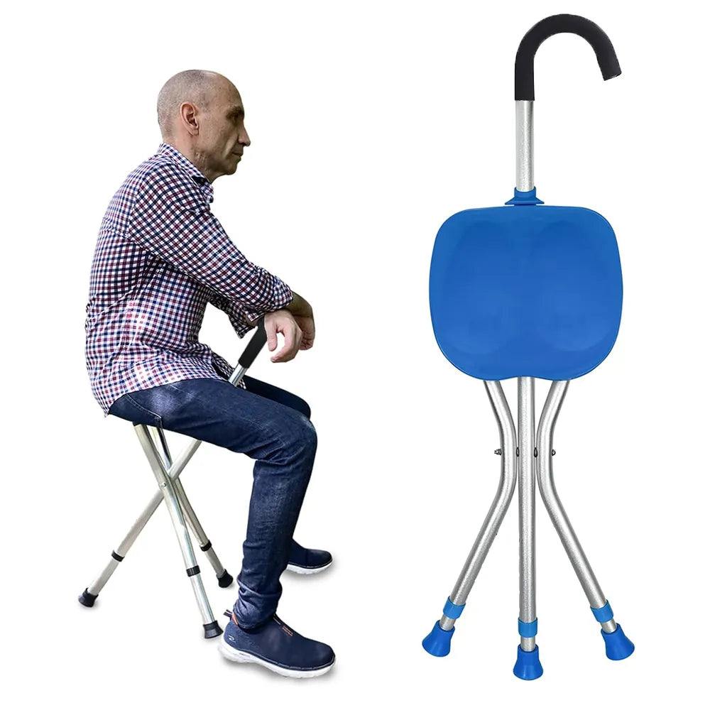 Secure-Sit® | BASTÓN PLEGABLE CONVERTIBLE EN SILLA ★ Ideal para adultos mayores.