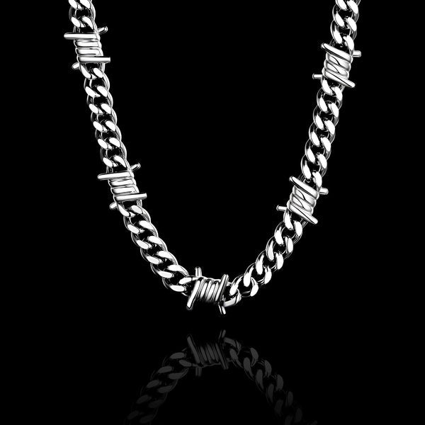 Steel-Vibe™ | CADENA CUBANA DE ALAMBRE DE PÚAS® Es unisex y estilo hip hop