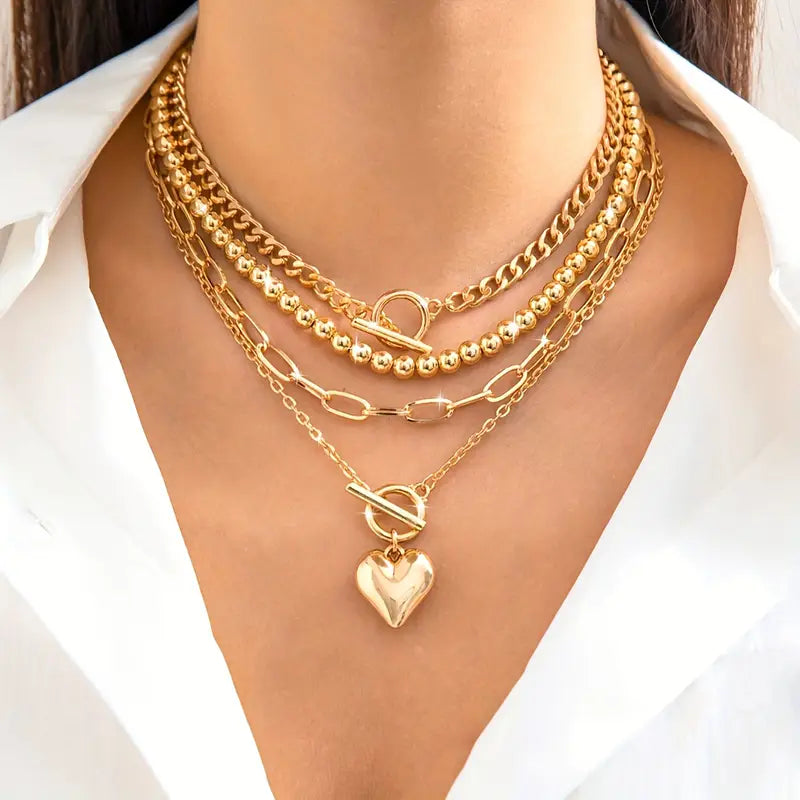 Gold Glow™ | SET COLLARES MINIMALISTAS GEOMÉTRICOS X4 PCS ★ Úsalos juntos o por separado