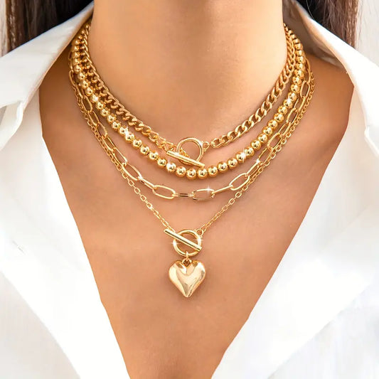 Gold Glow™ | SET COLLARES MINIMALISTAS GEOMÉTRICOS X4 PCS ★ Úsalos juntos o por separado