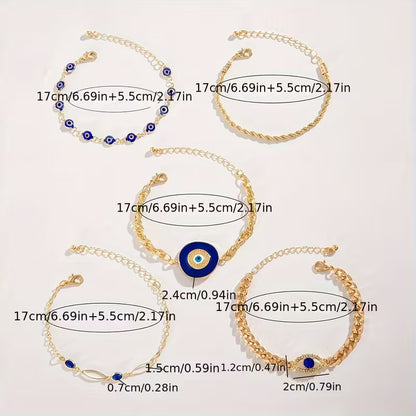 MysticBlue™ Set Pulseras Ojo Turco X5 • Protección y Buena Fortuna🧿