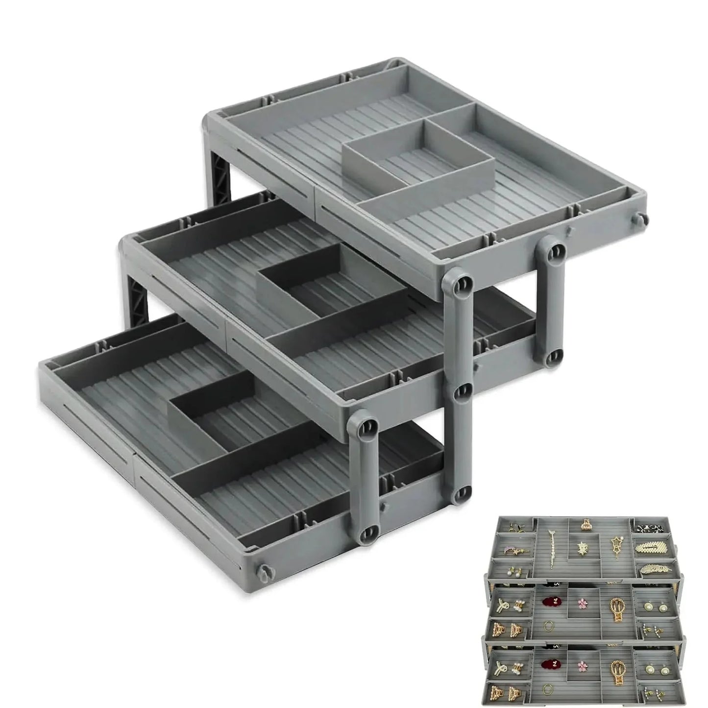 Perfect Box® | ORGANIZADOR PLEGABLE 3 NIVELES ★ Ideal para joyas y maquillaje