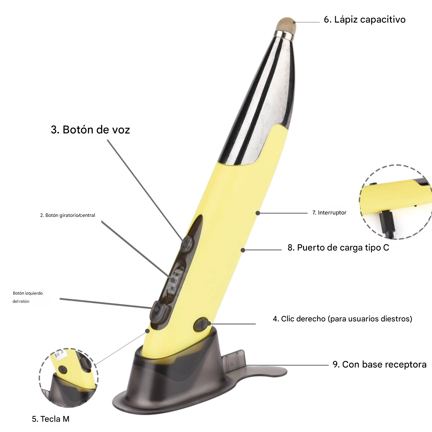 AirClick™ Mouse Pen Recargable, Inalámbrico & Ergonómico