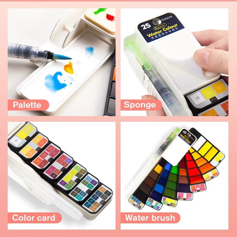 WaterColor™ KIT DE ACUARELAS + PINCEL ★ Set x 33 colores vibrantes