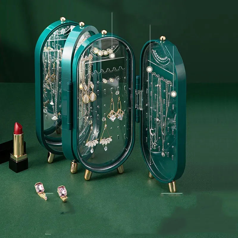 JewelMax™ Joyero Multicapas Plegable con Espejo