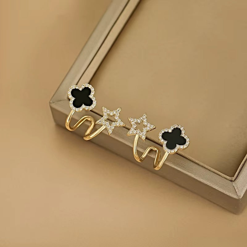 DualShine™ Elegantes Aretes de Trébol & Estrella tipo EarCuff