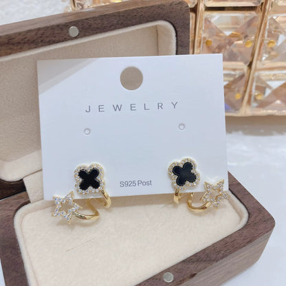 DualShine™ Elegantes Aretes de Trébol & Estrella tipo EarCuff