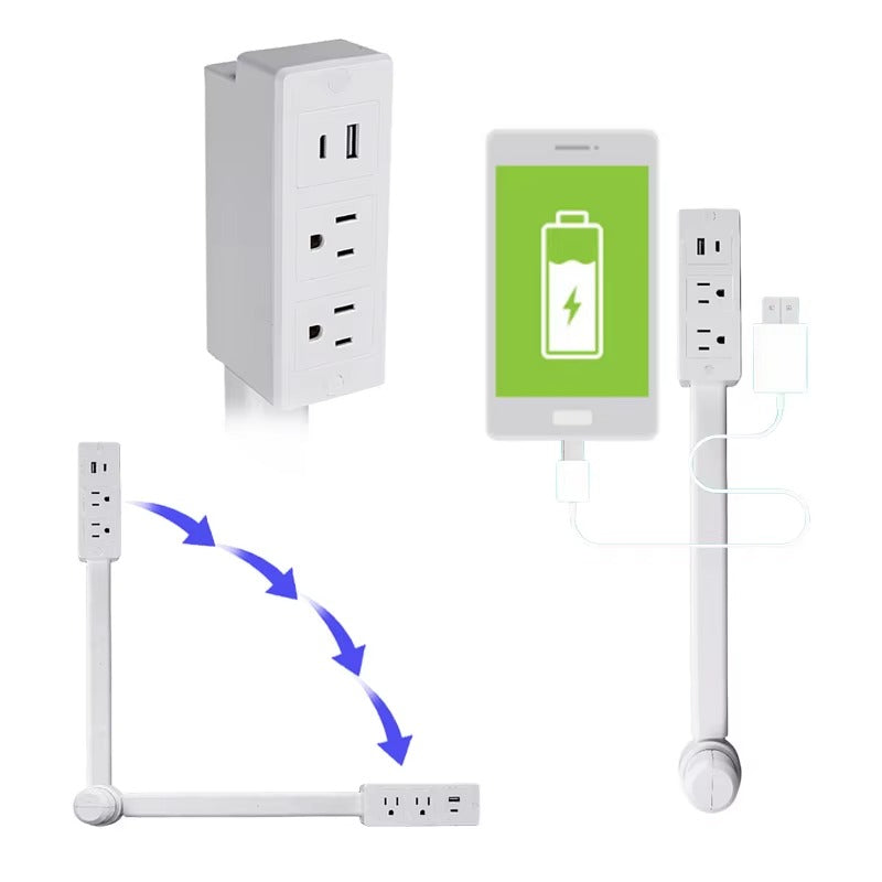 PowerHub™ | EXTENSOR  DE TOMA CORRIENTE 180° ★ Ideal para espacios difíciles