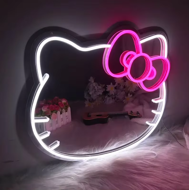 CozyKitty® | ESPEJO DE HELLO KITTY LED ★ Decoración con Encanto