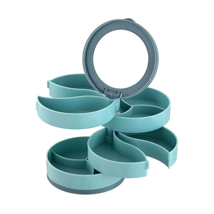 LuxVault® Joyero Giratorio Multicapa Con Espejo 360°