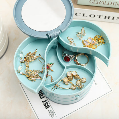 LuxVault® Joyero Giratorio Multicapa Con Espejo 360°