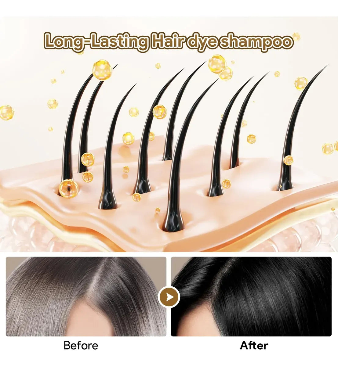 HairDye® Shampoo Para Teñir el Cabello 3 en 1